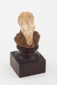 A Georgian treen and carved ivory bust o