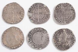 Three Elizabeth I sixpence: various issu