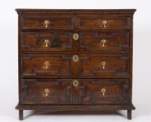 A 17th Century oak rectangular chest:, c