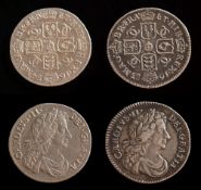 Two Charles II sixpences: 1683, 1684.
