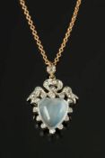 A heart-shaped moonstone and rose diamon