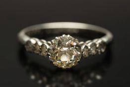 A diamond single stone ring: with old, b