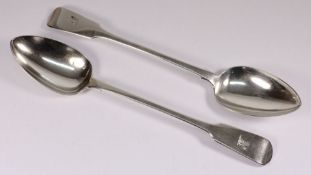 A pair of William IV silver fiddle patte