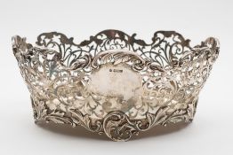 A George V silver pierced oval fruit bas