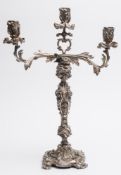 A plated twin-branch candelabra: with fo