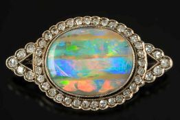 An early 20th century black opal and dia