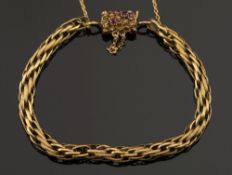 A gold, bracelet: of textured and plain,