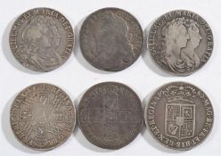A James II half crown, 1687: and two Wil