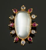 A moonstone,white sapphire and ruby moun