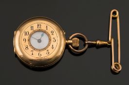 An 18ct gold ladies half-hunter pocket w