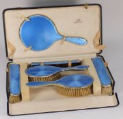 A George V silver and blue enamel dressi