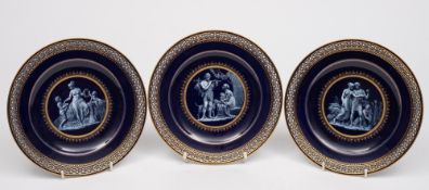 Three Meissen porcelain plates: each of