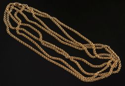 A late 19th century gold guard chain:  o