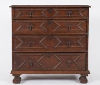 A 17th Century oak rectangular chest:, t