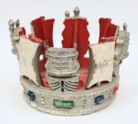 An Admiralty pattern cast aluminium crown:, painted in colours of a silver ground, 18cm high ,