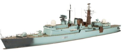 A 1/50th scale copper waterline model of the Type -42 Destroyer of HMS Birmingham, by Kinetic:,