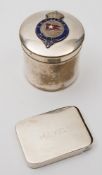 RMS Ceramic- a silver plated and enamel circular pot and cover,