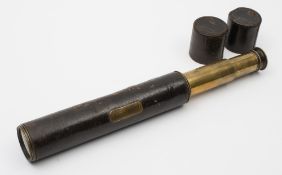 A leather cased  three draw 'The Lord Bury telescope' by J H Steward,