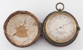 A 19th century gilt pocket barometer Newton & Co, London: the silvered dial signed Newton & Co,