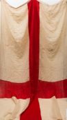 A large St George's flag:, 166cm x 280cm with stitched repairs.