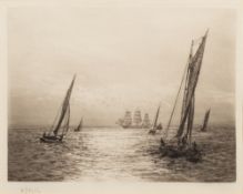 William Lionel Wyllie [1851-1931]- 
Sunshine on the Solent:-
etching,