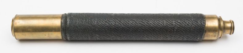 A leather and brass single draw day and night telescope by Harris, London:,