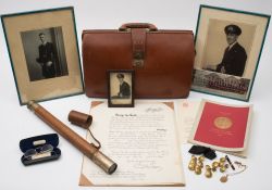 A T Cook & Sons sighting telescope and personal effects of Commander Harold A Judkins MBE, DSC, RN:,