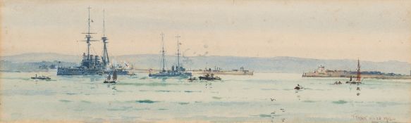 * Frank Watson Wood [1862-1953]-
HMS Agamemnon at Portland:-
signed and dated 1912 bottom
