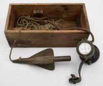 A Walker's 'Excelsior' III Patent Log :, the log, line and rotator in pine case, used condition.