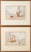 W.Stewart [19th Century]-
Beached fishing boats:-
a pair, both signed
watercolours, each 19.