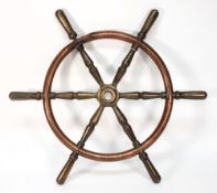 A brass and copper auxiliary helm:, 55cm diameter.