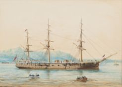 British School 19th century-
A Royal Naval three-masted ironclad warship,