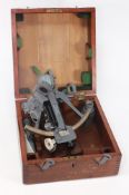 An Admiralty issue 8 inch radius vernier sextant by Hughes & Son London:,