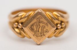 An 18ct gold signet ring belonging to Carl Lange, carpenter aboard the  Liverpool Barque 'Dryad' ,