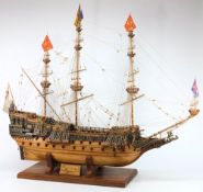 A scale model of  90 gun first-rate ship of the line The Sovereign of the Seas:,