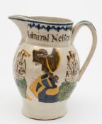 An early nineteenth century Staffordshire pottery Admiral Nelson commemorative mug: one side with