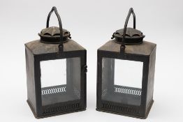 A pair of early 19th century tinplate lamps by G Polkey Ltd Birmingham,