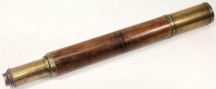 A mahogany and brass Day or Night single draw telescope,