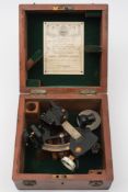 A Husun 3 1/3 radius vernier sextant by Henry Huges & Son Ltd:, black crackle finish,