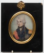 A 19th century oval portrait on ivory of  Vice Admiral Lord Nelson:,