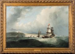 Attributed to Louis Thomas Francia [1795-1821]-
Running up the Channel off Dover:-
oil on canvas
51