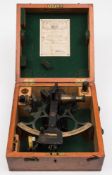 A 6 inch radius vernier sextant by Hughes & Son, London, the crackel finish,