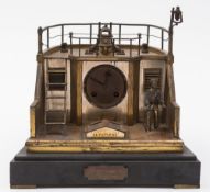 A Victorian commemorative gilt launch mantel clock for the stern paddle steamer 'La Victorine',