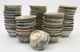 Tek Sing Cargo - fifty Chinese porcelain bowls: the exterior of each painted with a stylised