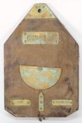 A brass and mahogany ship's clinometer:.