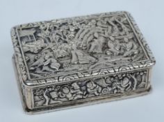 A Chinese silver presentation snuff box by Khecheong, Canton:  inscribed,
