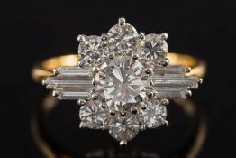 A diamond mounted cluster ring: the principal stone estimated to weigh 0.