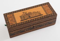 A Tunbridgeware glove box: of rectangular form,