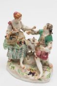 A Meissen porcelain group of a shepherd and shepherdess: modelled after the original by Michael