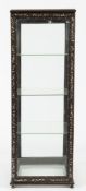 A Chinese ebonised wood and mother of pearl inlaid square display cabinet:,
